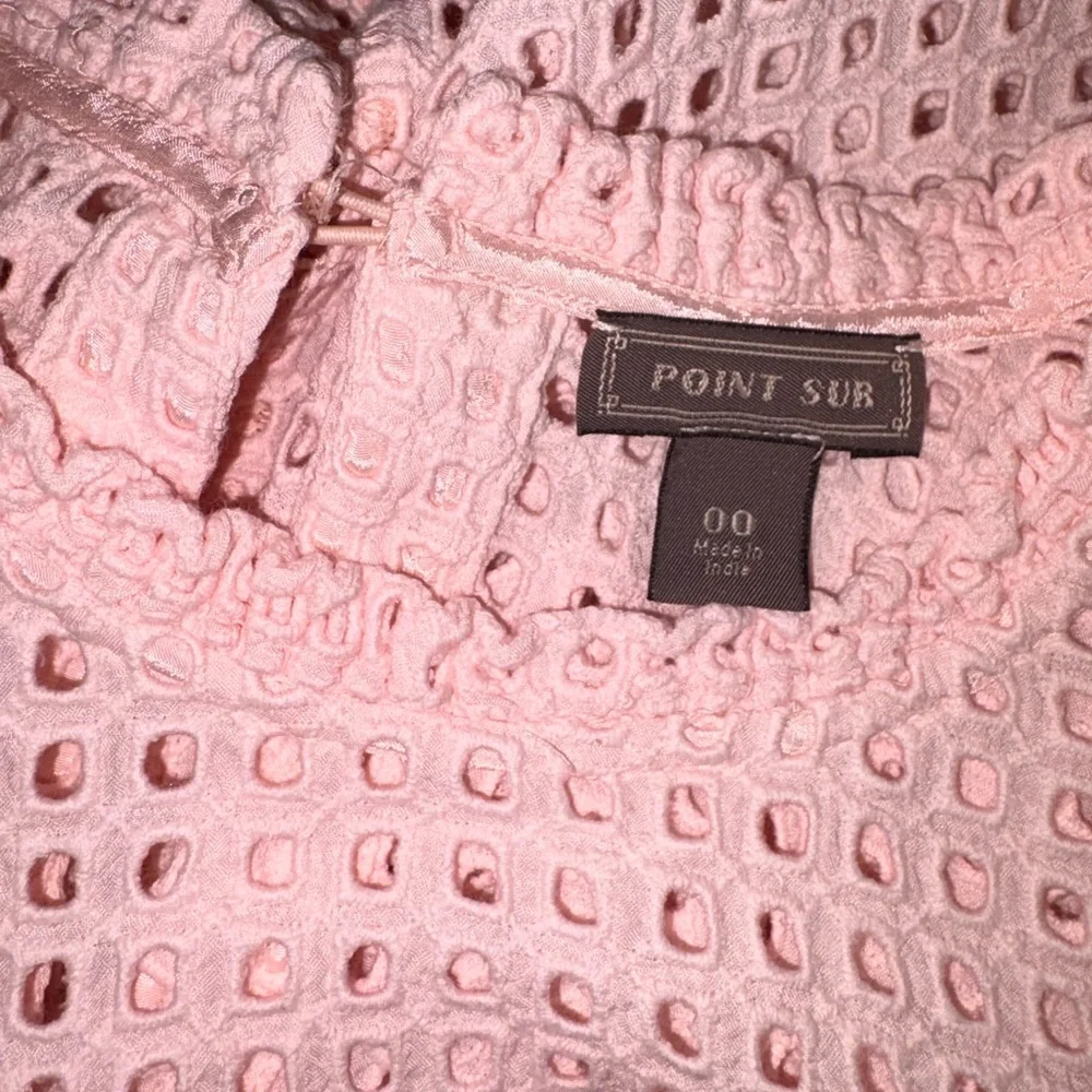 XS 00 Pink Eyelet Peplum Blouse with cinch adjustable peplum waist - Picture 6 of 11